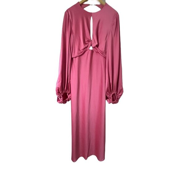 Significant Other Demi Pink Satin Open Back Midi Gown Dress 10 Evening Cocktail - Picture 4 of 13